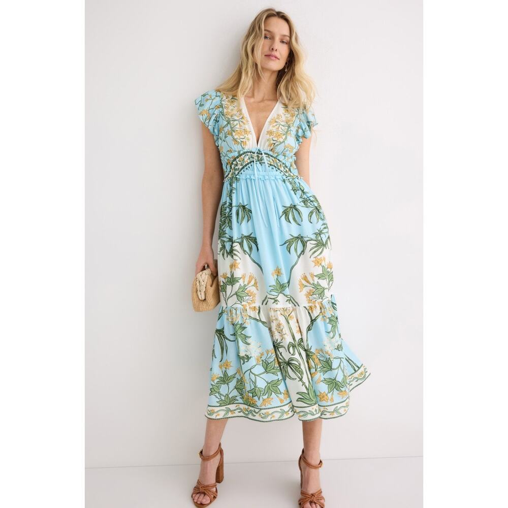 Derek Lam 10 Crosby x RTR Flutter Sleeve V-Neck Midi